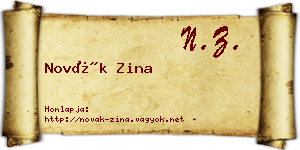 Novák Zina névjegykártya