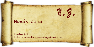 Novák Zina névjegykártya